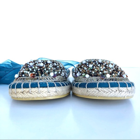 Embellished Lace Up Ballet Espadrilles - Picture 8 of 11